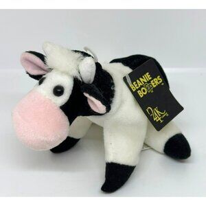 VTG 1997 Beanie Boppers Molly Cow Plush Black White Stuffed Animal 2"x9.5"